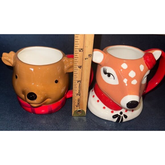 Set Of 2 Deer & Bear Ceramic Holiday Mugs - Picture 5 of 8